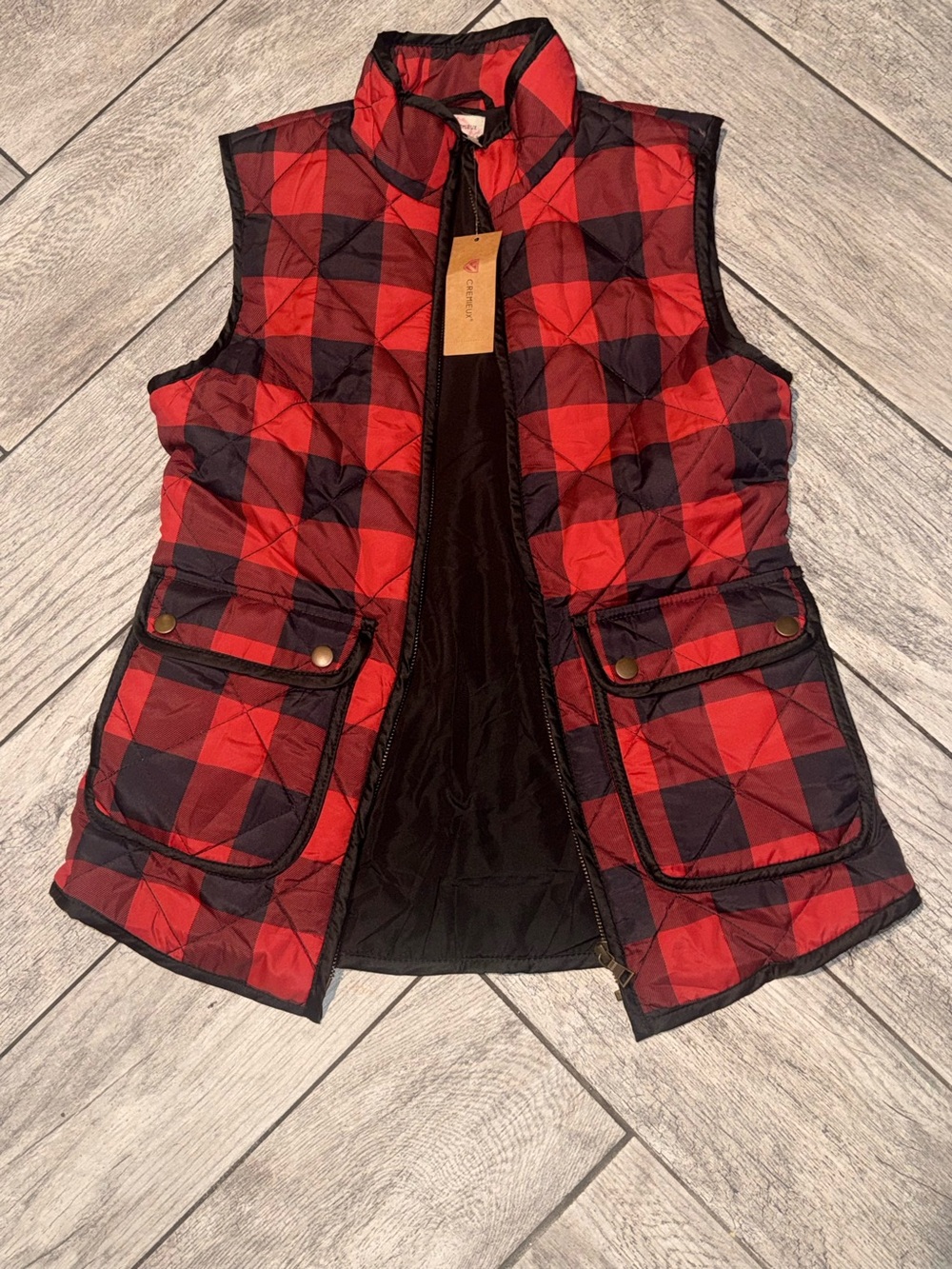 Daniel Cremieux Red and Black Quilted Buffalo Check Vest